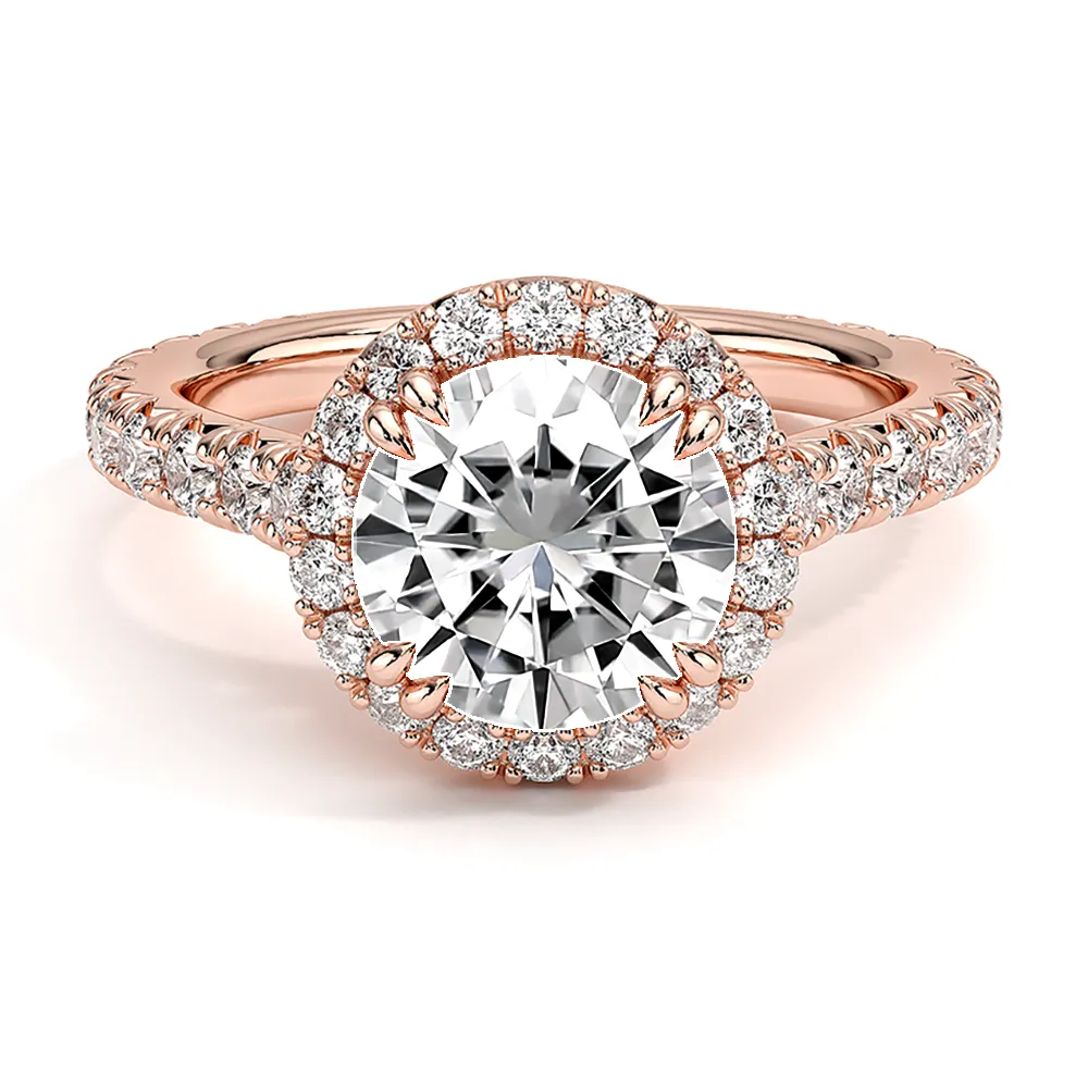 Luxe Double Prong Round Cut Halo Engagement Ring sold by MSBLUE Jewelry product image thumbnail 3
