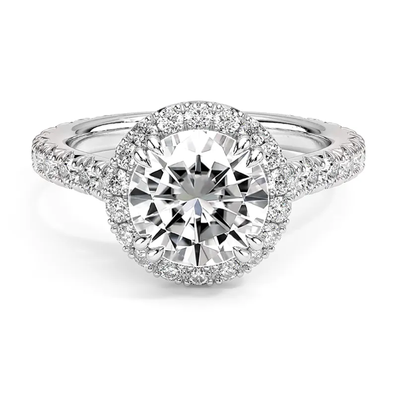 Luxe Double Prong Round Cut Halo Engagement Ring sold by MSBLUE Jewelry
