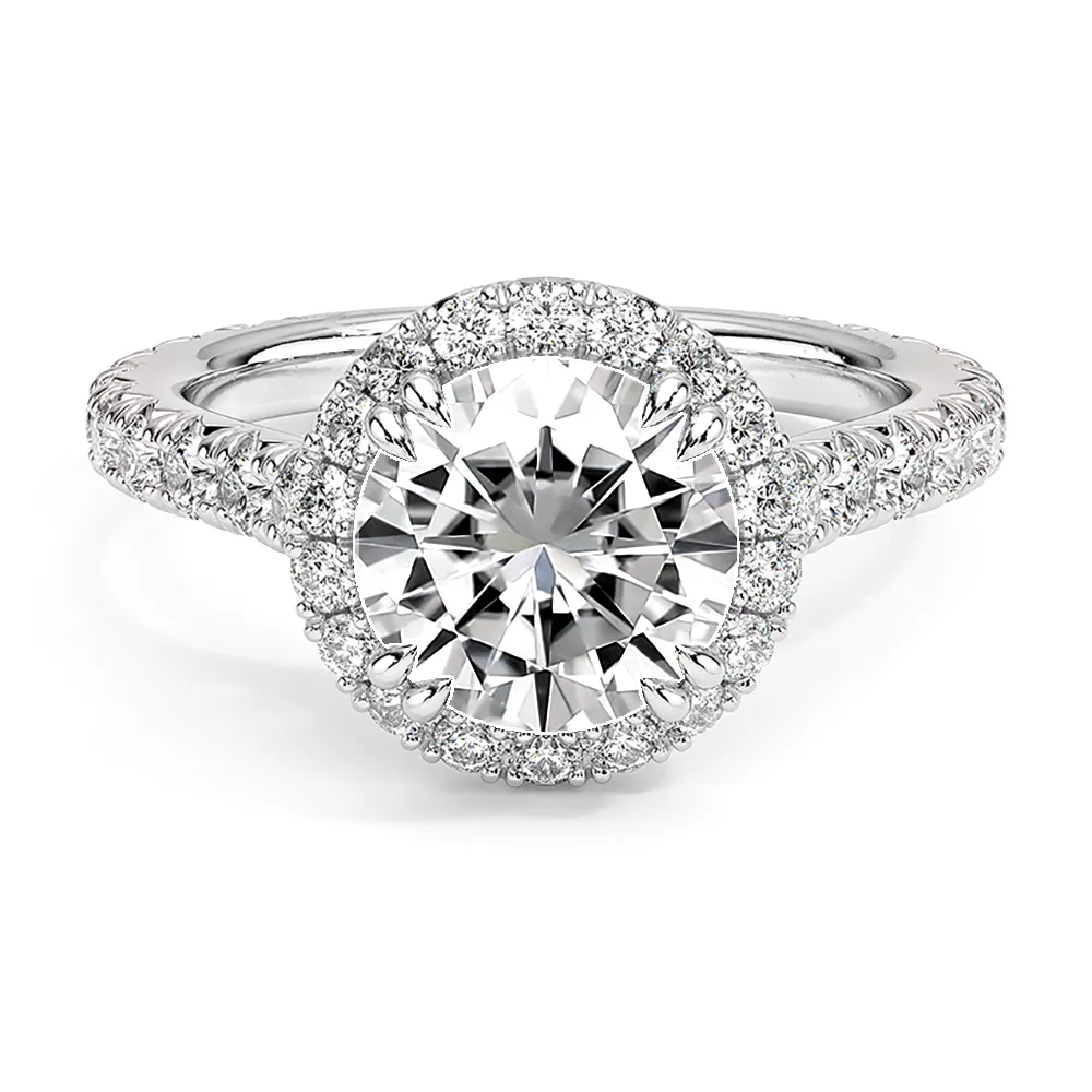 Luxe Double Prong Round Cut Halo Engagement Ring sold by MSBLUE Jewelry