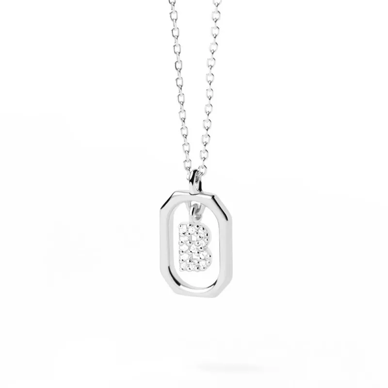 Moissanite Initial B Dangle Pendant Necklace sold by MSBLUE Jewelry