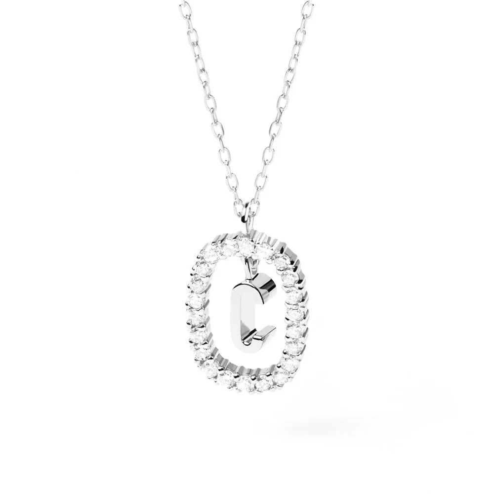 Moissanite Letter C Dangle Pendant Necklace sold by MSBLUE Jewelry