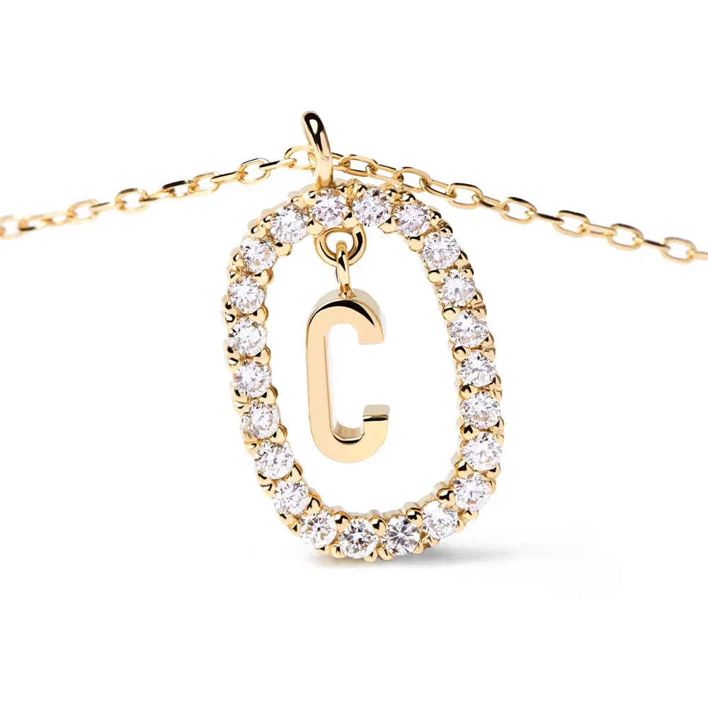 Moissanite Letter C Dangle Pendant Necklace sold by MSBLUE Jewelry product image thumbnail 5