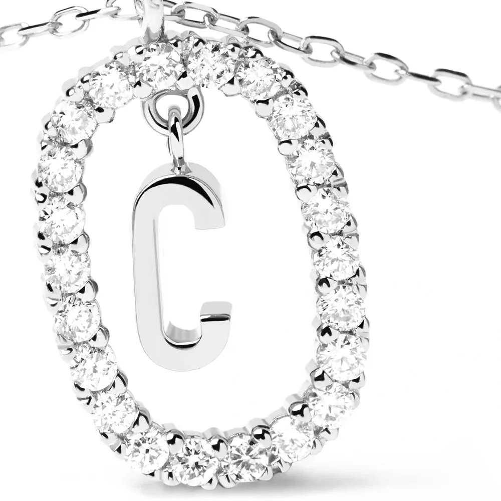 Moissanite Letter C Dangle Pendant Necklace sold by MSBLUE Jewelry product image thumbnail 4