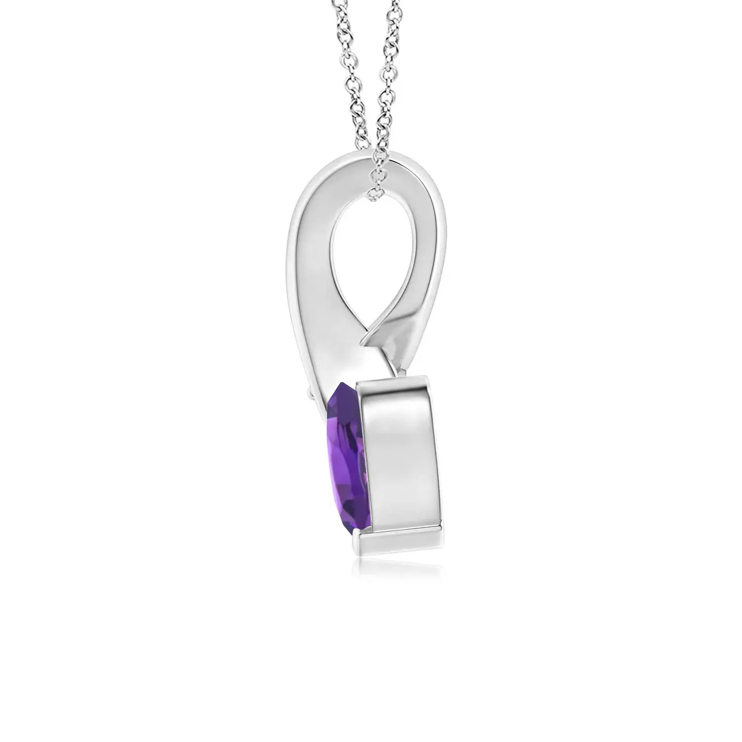 1 CT. Heart-Shaped Amethyst Ribbon Pendant with Diamond sold by MSBLUE Jewelry product image thumbnail 2