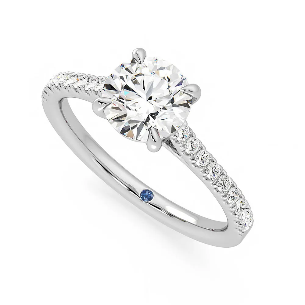 Round Moissanite Engagement Ring with Hidden Anniversary Stone and Pavé Accents sold by MSBLUE Jewelry product image thumbnail 2