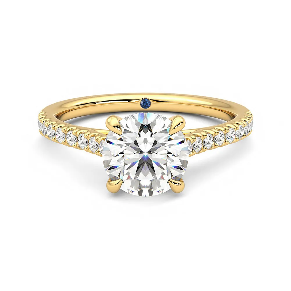 Round Moissanite Engagement Ring with Hidden Anniversary Stone and Pavé Accents sold by MSBLUE Jewelry product image thumbnail 4