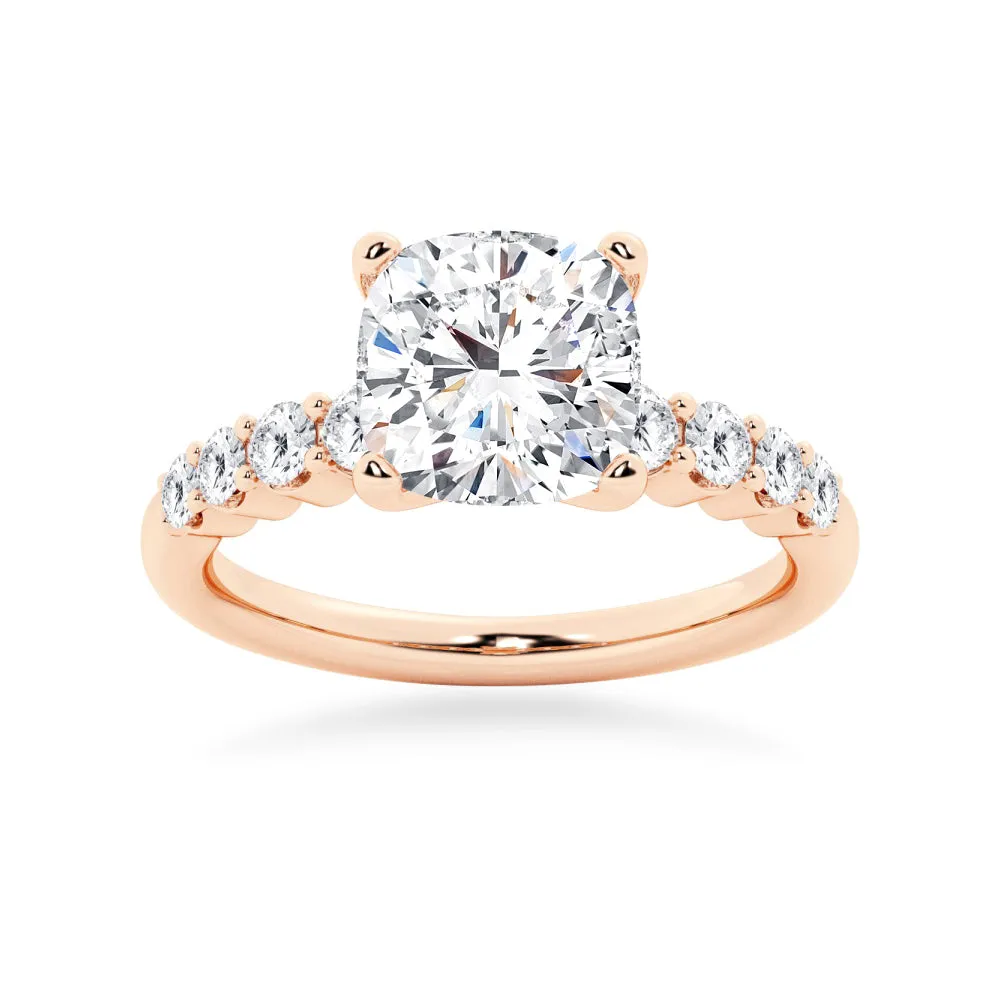 Classic Shared-Prong Cushion Cut Engagement Ring sold by MSBLUE Jewelry product image thumbnail 3