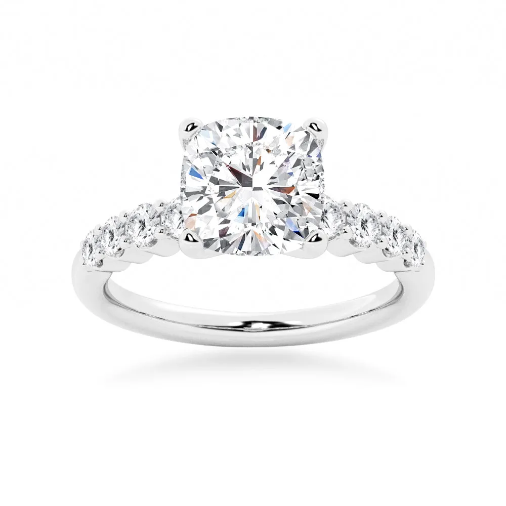 Classic Shared-Prong Cushion Cut Engagement Ring sold by MSBLUE Jewelry