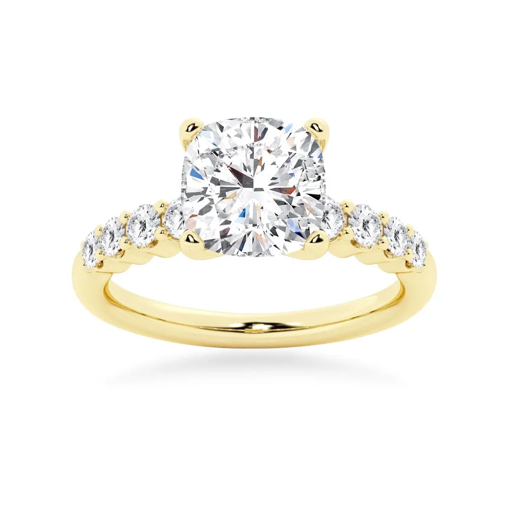 Classic Shared-Prong Cushion Cut Engagement Ring sold by MSBLUE Jewelry product image thumbnail 2