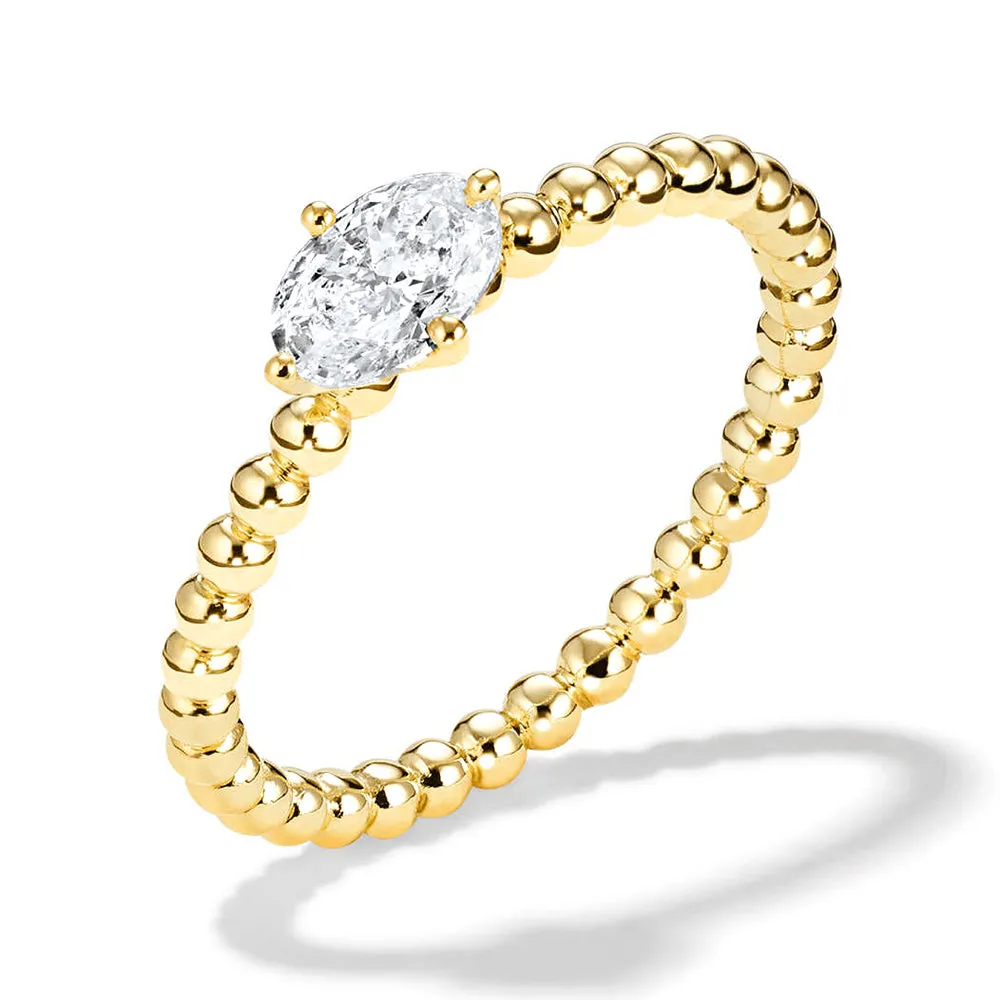 East West Oval Shaped Lab Grown Diamond Ring With Beaded Band sold by MSBLUE Jewelry product image thumbnail 3