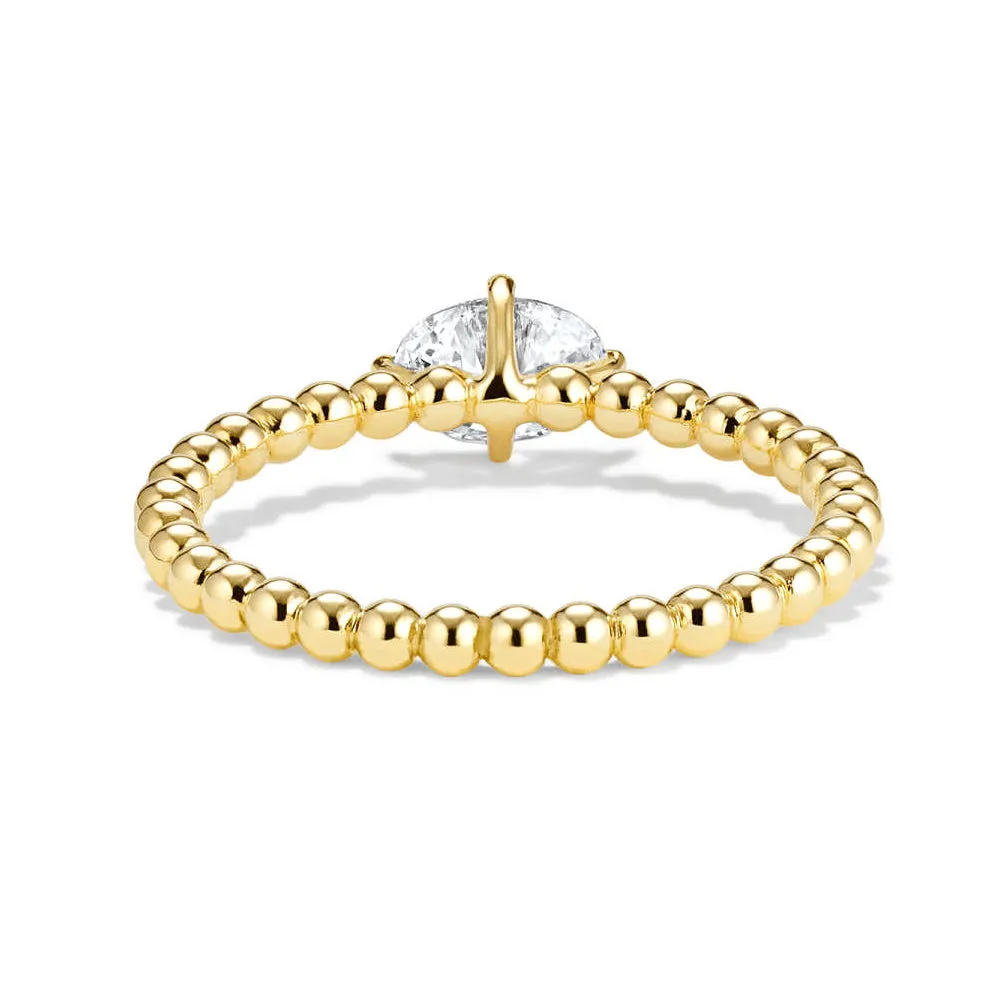 East West Oval Shaped Lab Grown Diamond Ring With Beaded Band sold by MSBLUE Jewelry product image thumbnail 4