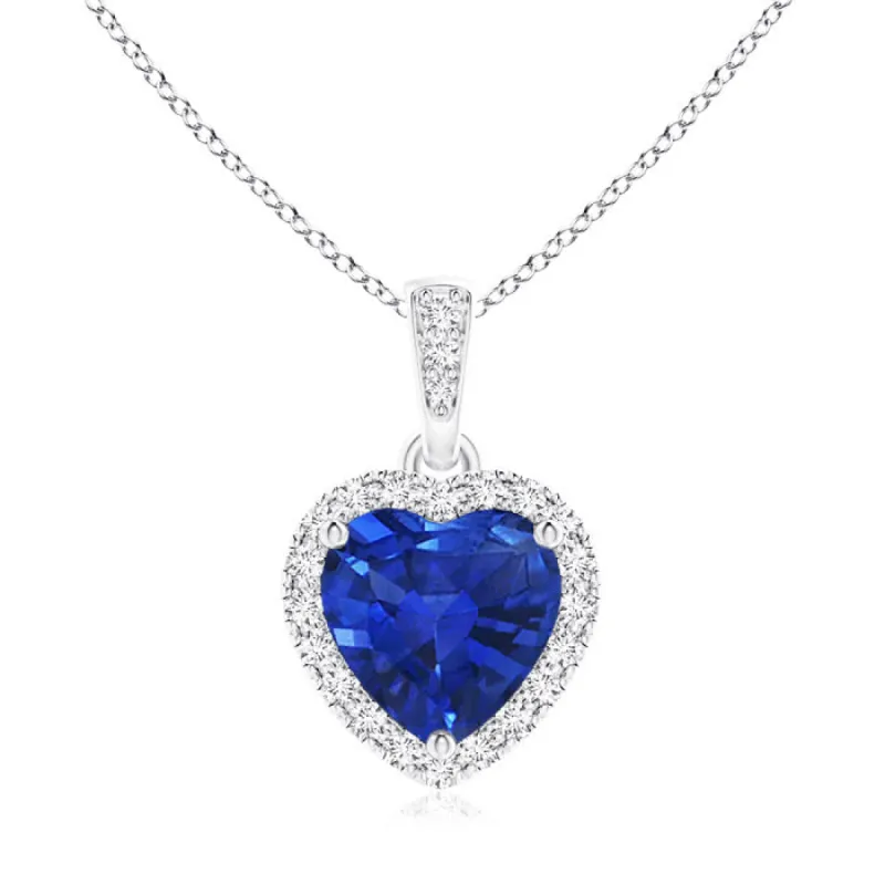 1.68 CT. Heart Sapphire and White Sapphire Pendant sold by MSBLUE Jewelry