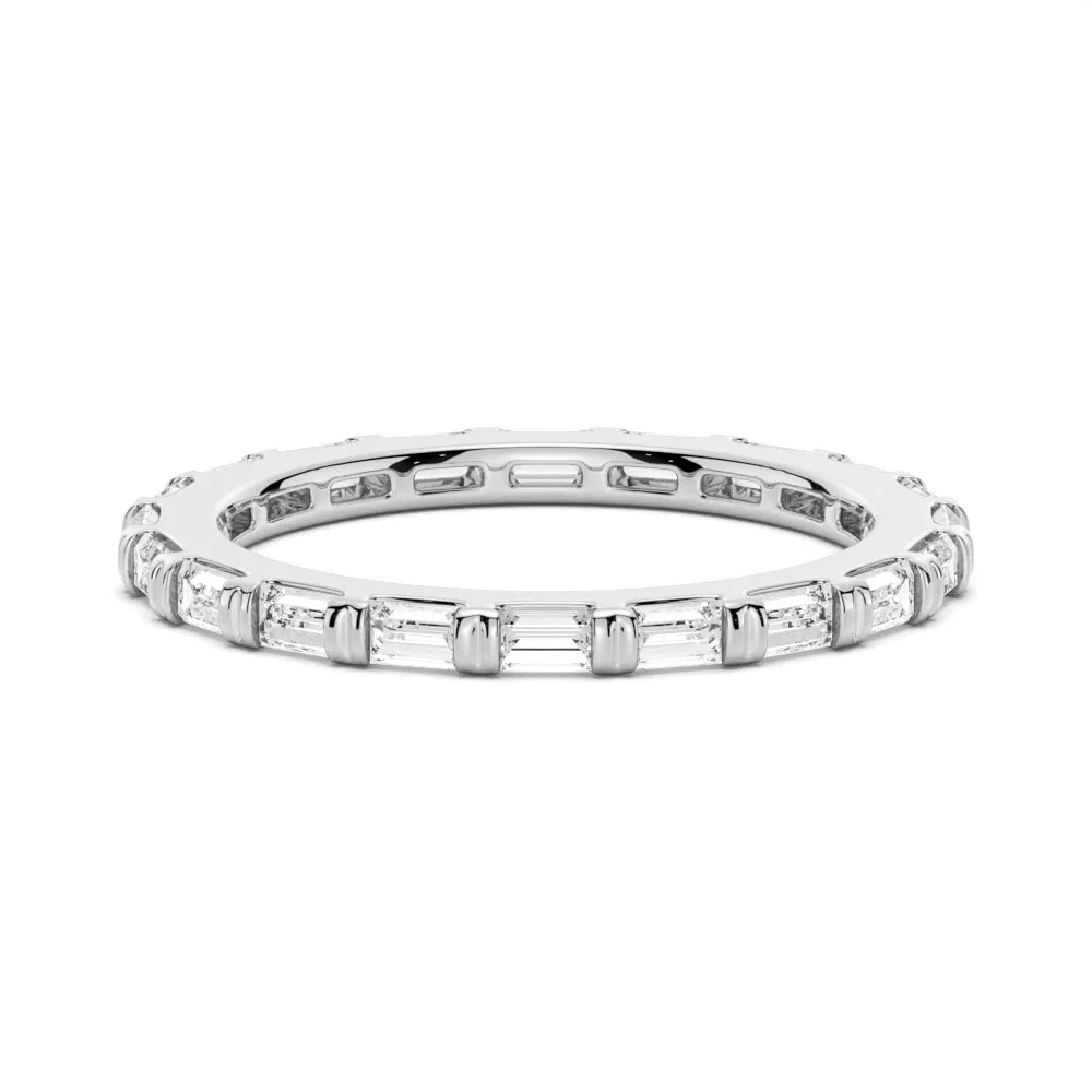 1.2 CT. Slim Baguette Moissanite Stackable Band sold by MSBLUE Jewelry