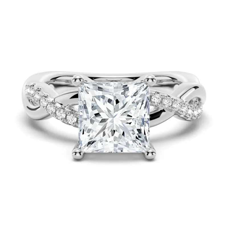 Twist Vine Princess Cut Moissanite Engagement Ring sold by MSBLUE Jewelry