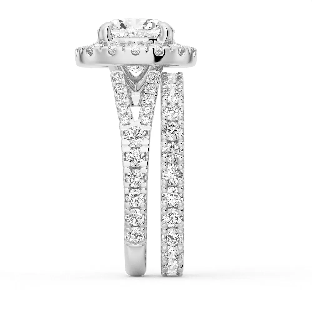 NEW Cushion Cut Split-Shank Moissanite Ring Set with Matching Wedding Band sold by MSBLUE Jewelry product image thumbnail 2