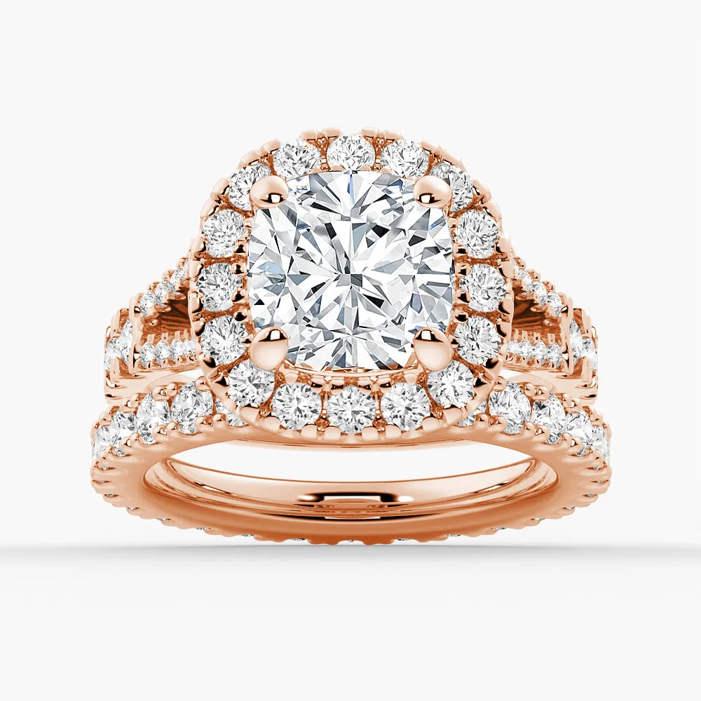 NEW Cushion Cut Split-Shank Moissanite Ring Set with Matching Wedding Band sold by MSBLUE Jewelry product image thumbnail 4