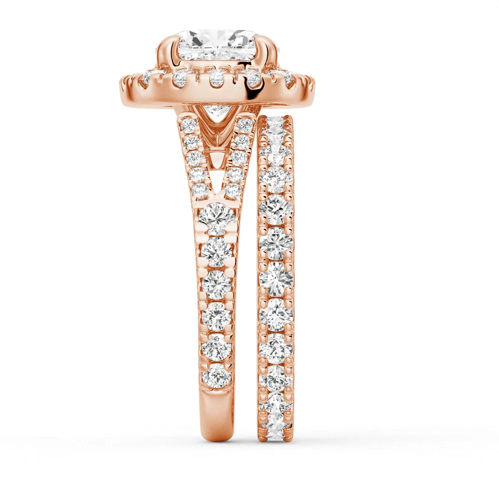 NEW Cushion Cut Split-Shank Moissanite Ring Set with Matching Wedding Band sold by MSBLUE Jewelry product image thumbnail 5