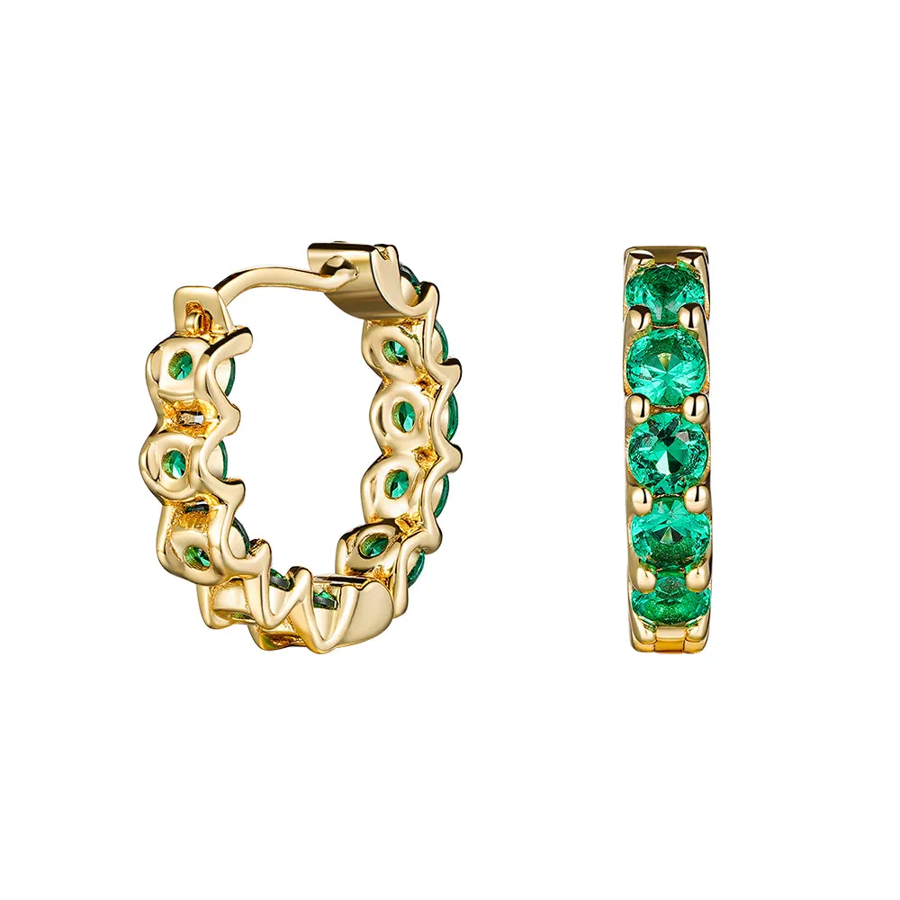 2.4 Ctw Round Emerald Eternity Hoop Earrings sold by MSBLUE Jewelry product image thumbnail 3