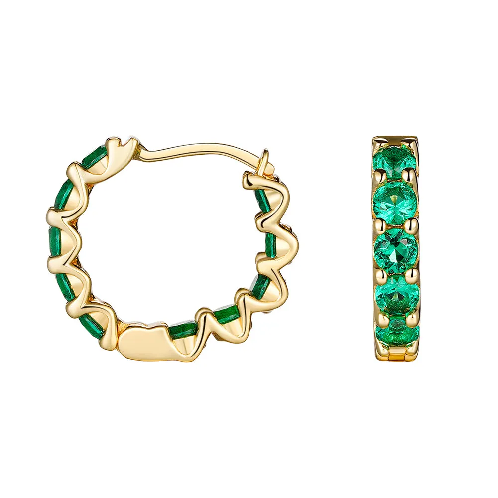 2.4 Ctw Round Emerald Eternity Hoop Earrings sold by MSBLUE Jewelry product image thumbnail 2