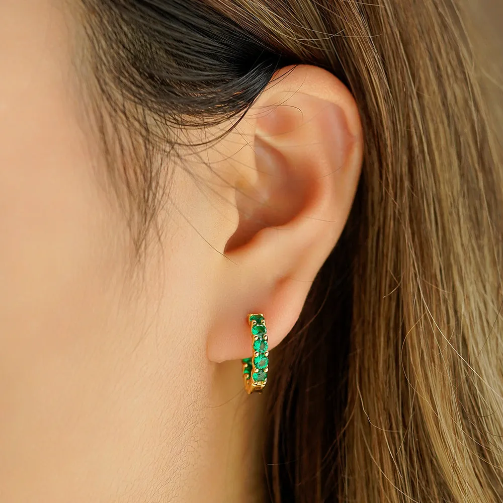 2.4 Ctw Round Emerald Eternity Hoop Earrings sold by MSBLUE Jewelry product image thumbnail 5