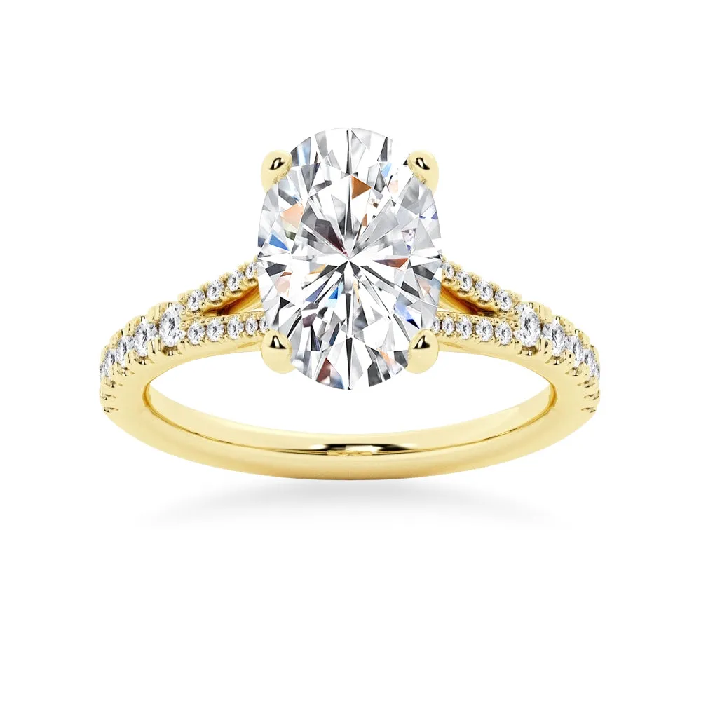 NEW Oval Cut Split-Shank Moissanite Engagement Ring sold by MSBLUE Jewelry product image thumbnail 2