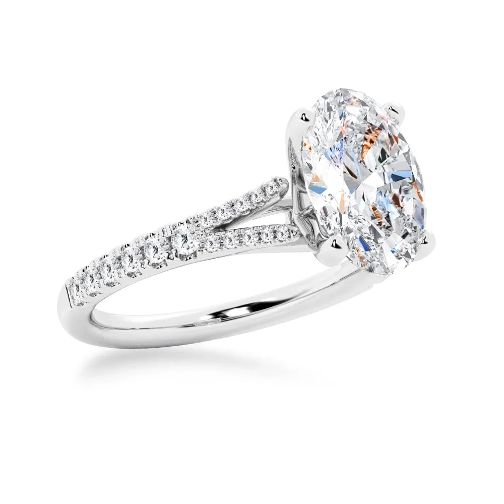NEW Oval Cut Split-Shank Moissanite Engagement Ring sold by MSBLUE Jewelry product image thumbnail 4