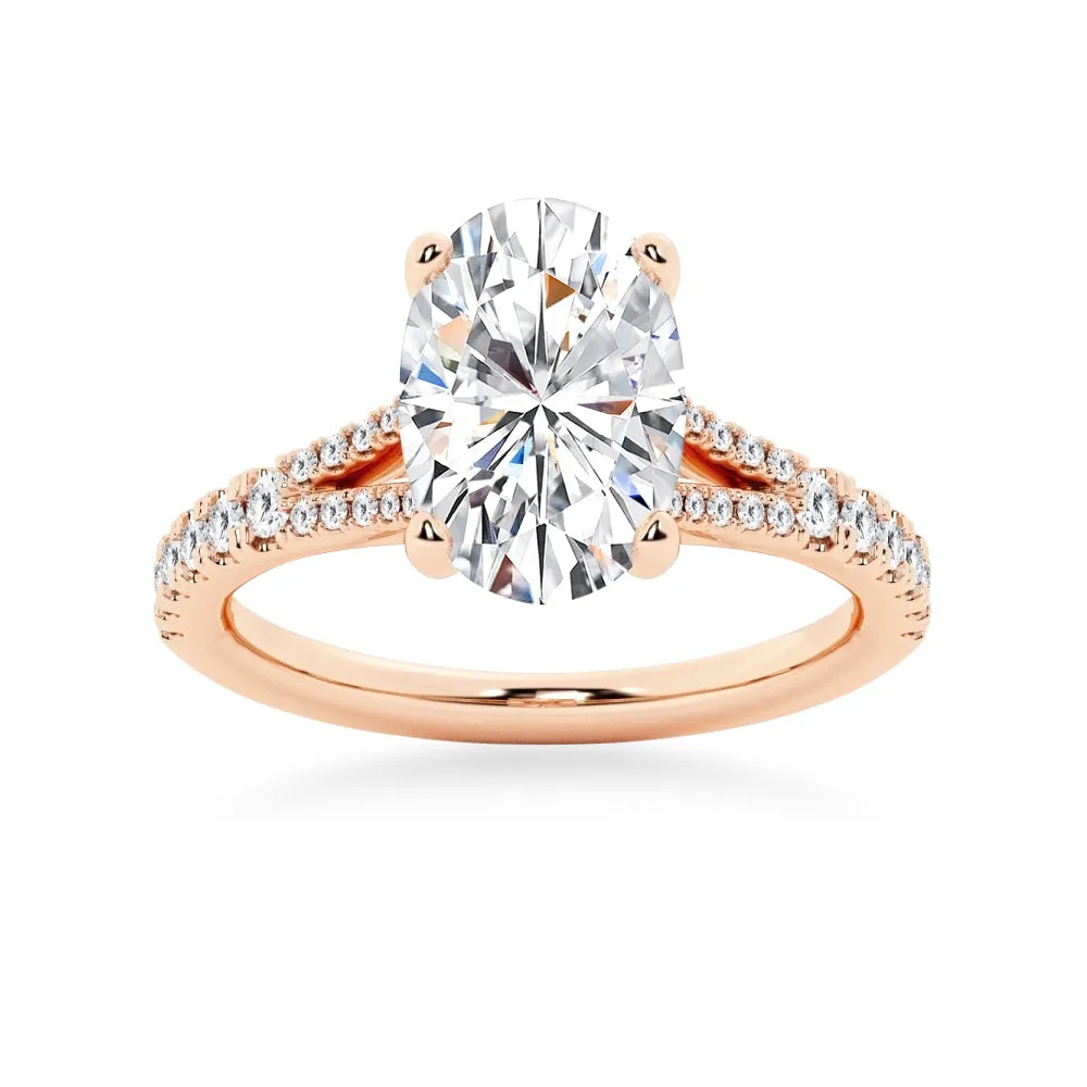 NEW Oval Cut Split-Shank Moissanite Engagement Ring sold by MSBLUE Jewelry product image thumbnail 3
