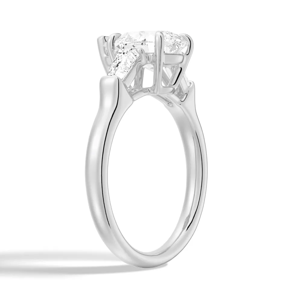 Pear-Shaped Moissanite Engagement Ring with Tapered Baguette Side Stones sold by MSBLUE Jewelry product image thumbnail 4