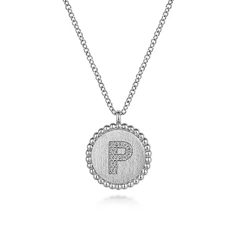 Initial P Medallion Necklace sold by MSBLUE Jewelry