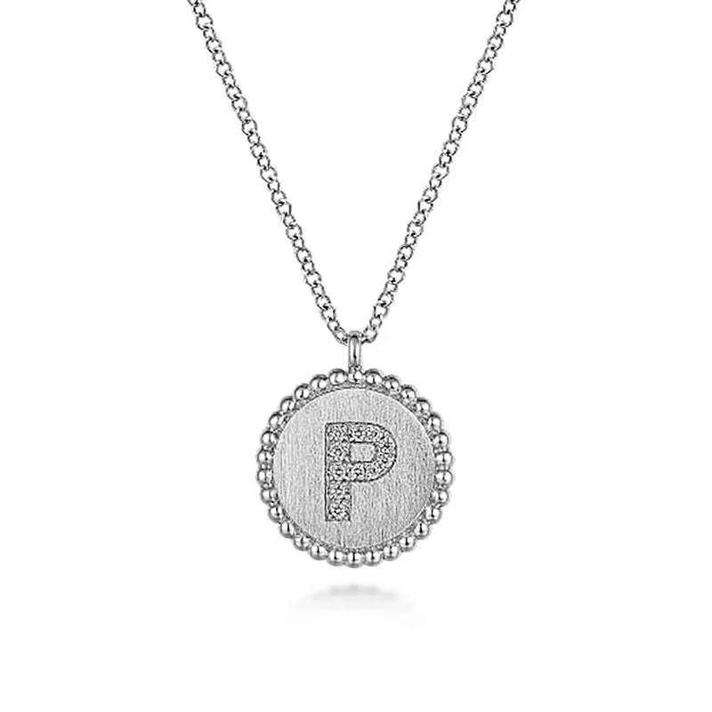 Initial P Medallion Necklace sold by MSBLUE Jewelry
