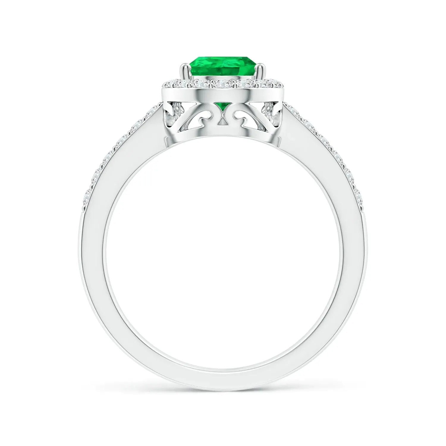 2 CT. Pear Emerald and Micropavé Halo Ring sold by MSBLUE Jewelry product image thumbnail 3