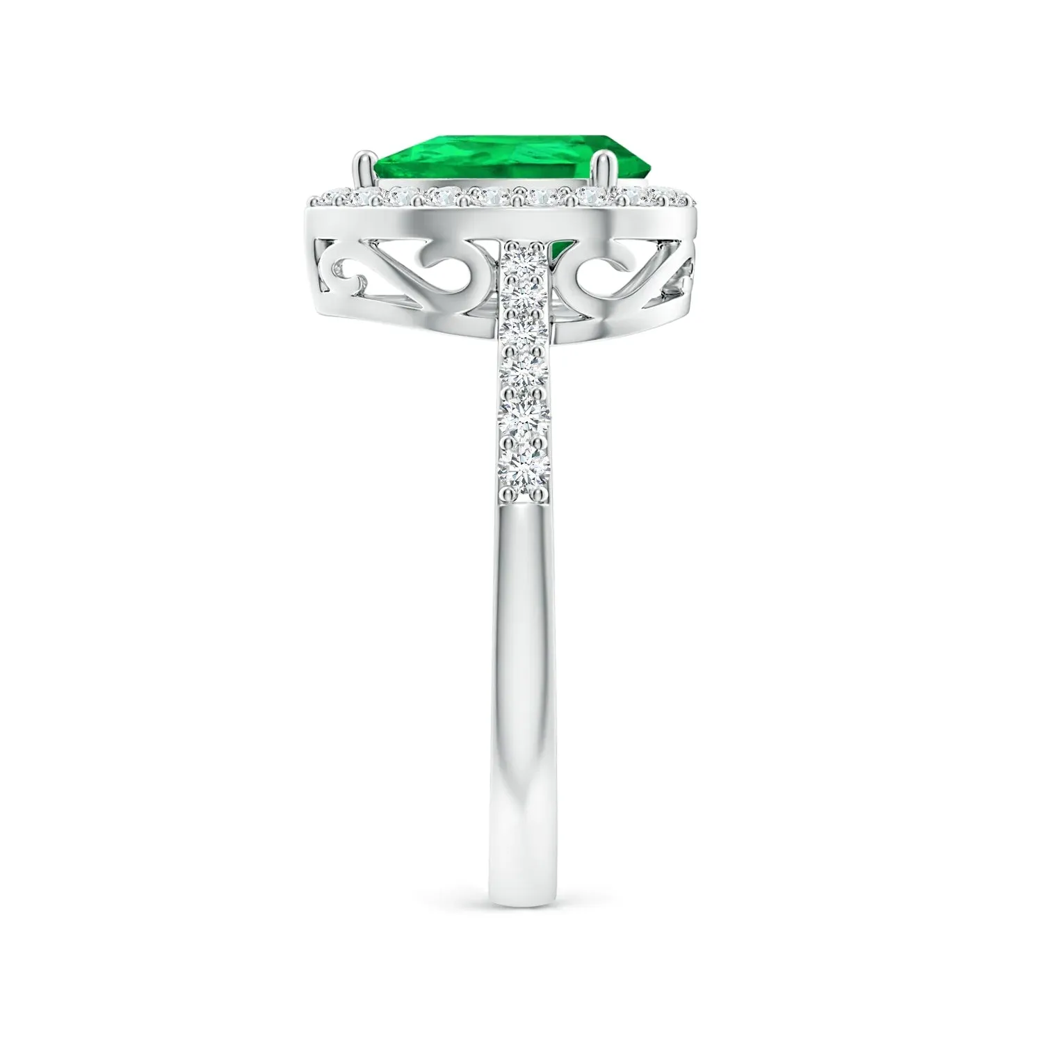 2 CT. Pear Emerald and Micropavé Halo Ring sold by MSBLUE Jewelry product image thumbnail 2