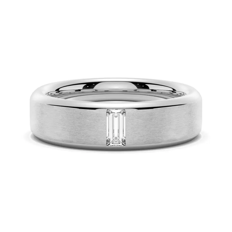 5.7mm Satin Finish Emerald Cut Moissanite Men's Wedding Band sold by MSBLUE Jewelry
