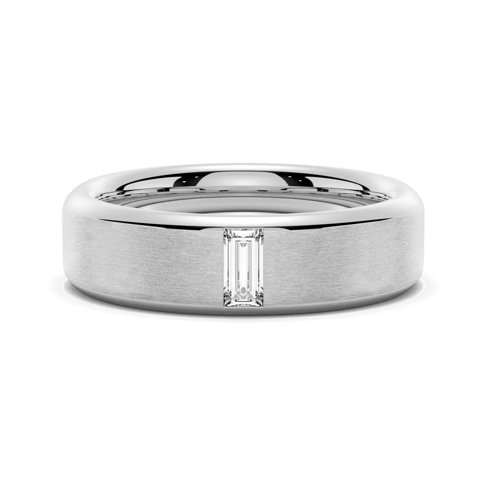 5.7mm Satin Finish Emerald Cut Moissanite Men's Wedding Band sold by MSBLUE Jewelry