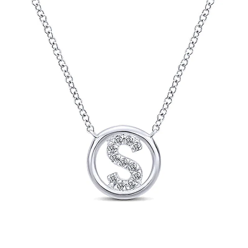 Round Pavé Initial S Pendant Necklace sold by MSBLUE Jewelry