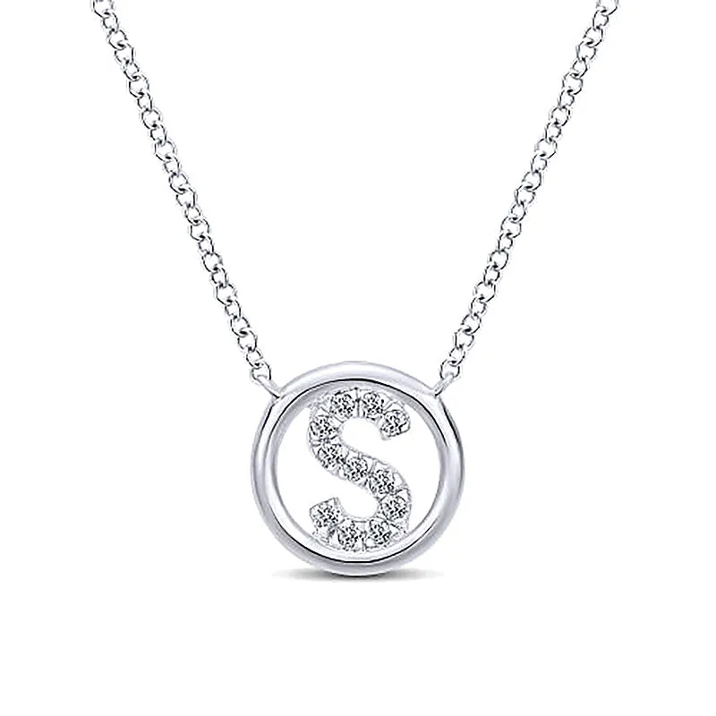 Round Pavé Initial S Pendant Necklace sold by MSBLUE Jewelry