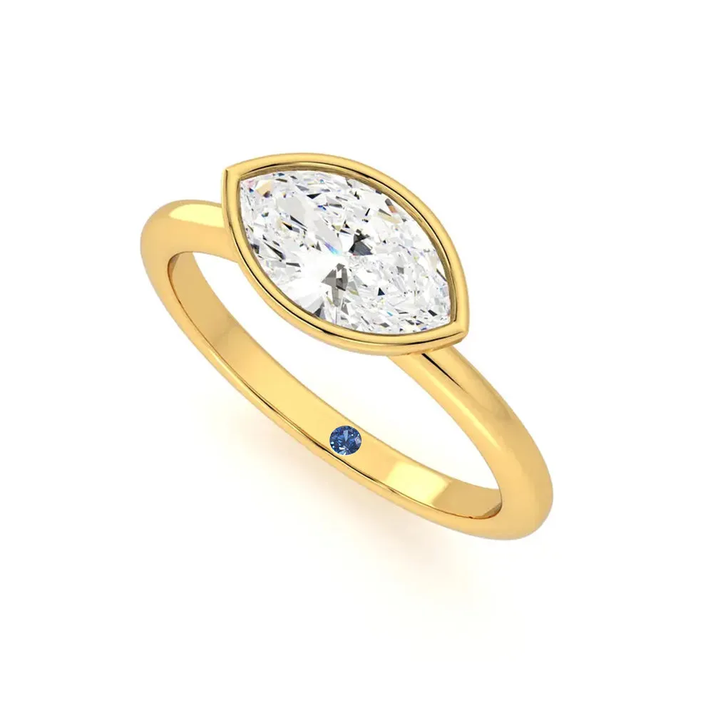 East-West Bezel Set Marquise Cut Moissanite Engagement Ring with Hidden Anniversary Stone Accent sold by MSBLUE Jewelry product image thumbnail 5