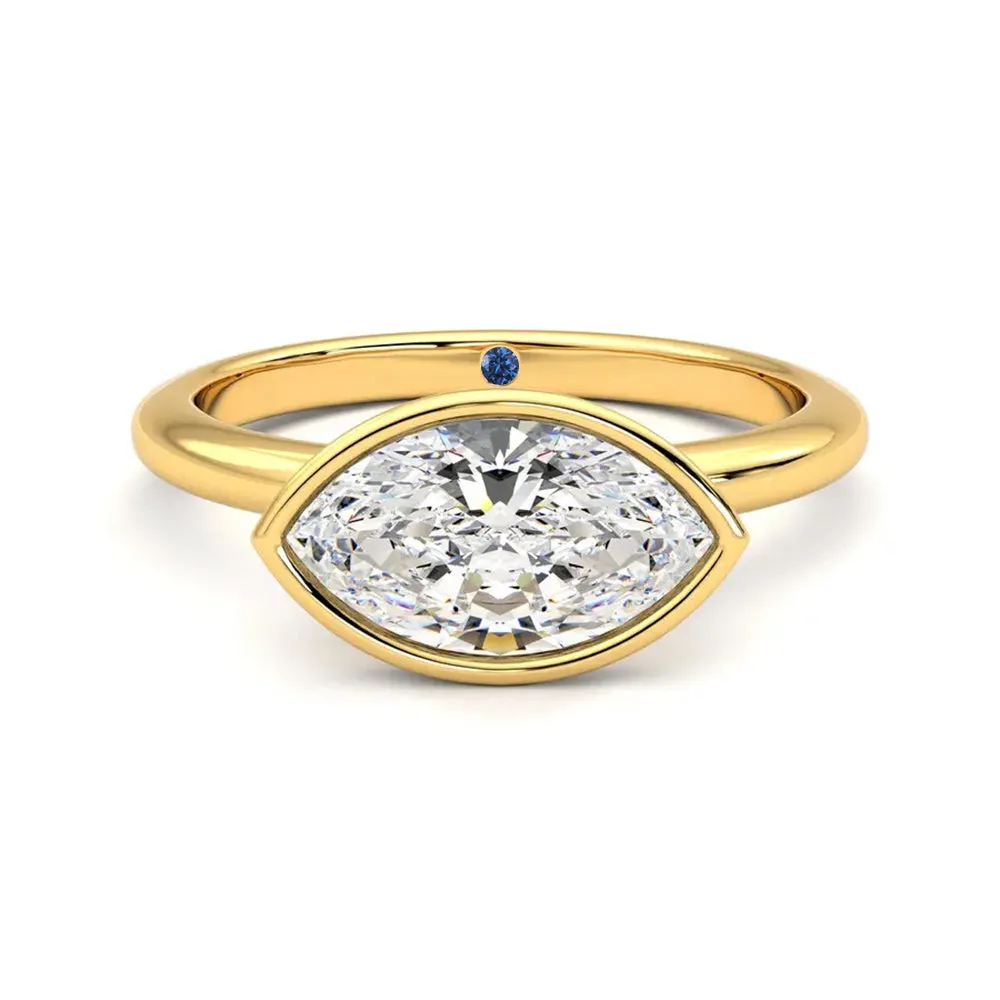 East-West Bezel Set Marquise Cut Moissanite Engagement Ring with Hidden Anniversary Stone Accent sold by MSBLUE Jewelry product image thumbnail 4