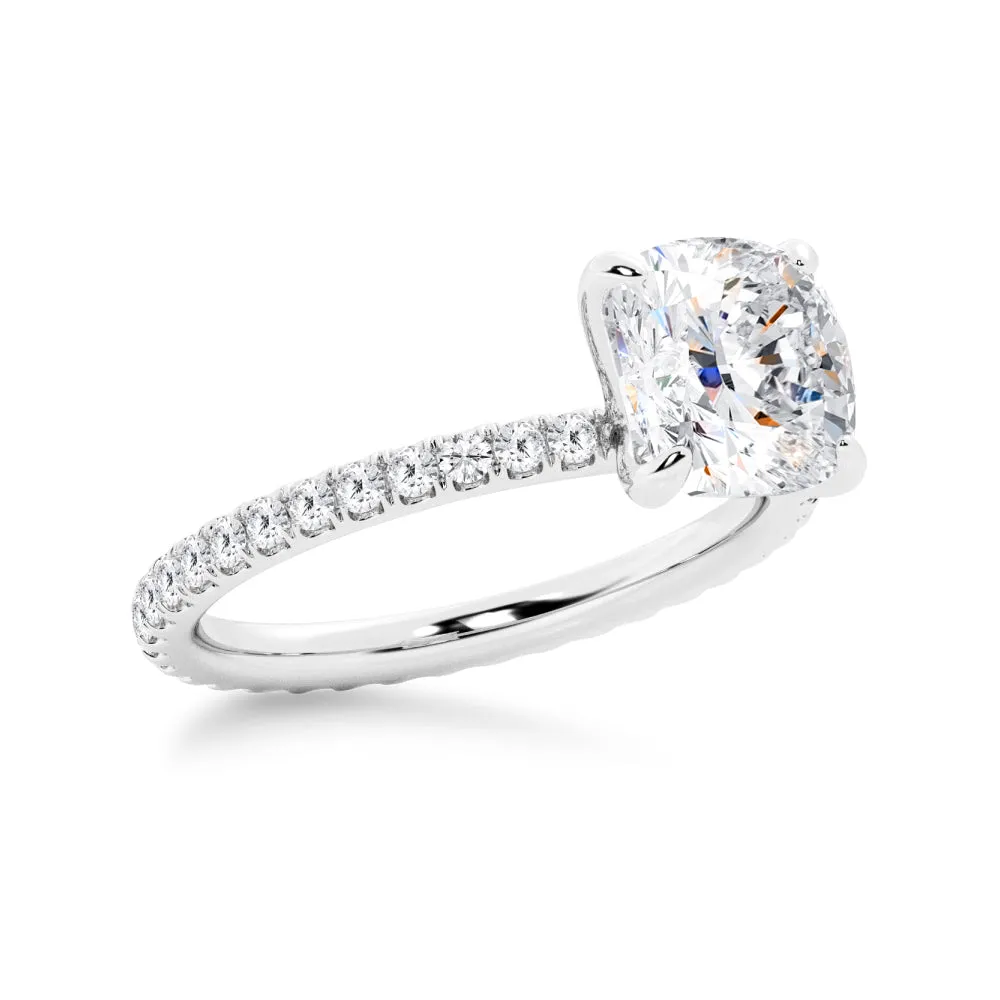 Cushion Cut Moissanite Engagement Ring With Eternity Pave Band sold by MSBLUE Jewelry product image thumbnail 4