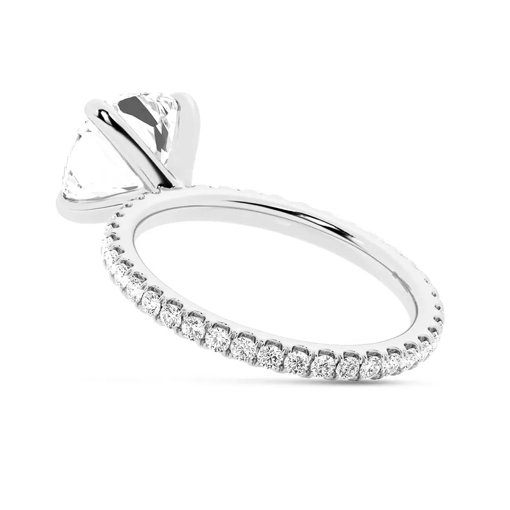 Cushion Cut Moissanite Engagement Ring With Eternity Pave Band sold by MSBLUE Jewelry product image thumbnail 5