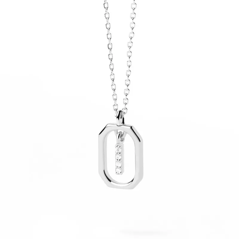 Moissanite Initial I Dangle Pendant Necklace sold by MSBLUE Jewelry