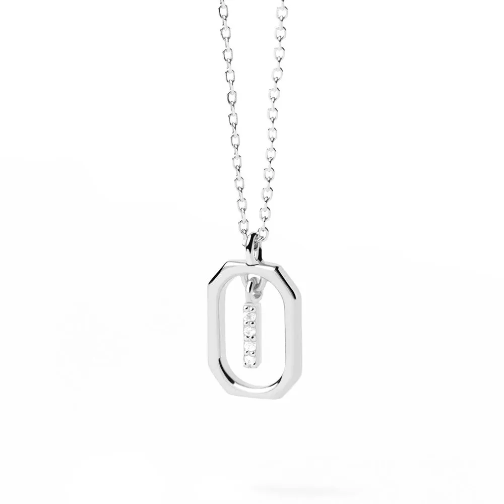 Moissanite Initial I Dangle Pendant Necklace sold by MSBLUE Jewelry