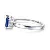 Emerald Cut Blue Sapphire and White Sapphire Three Stone Ring sold by MSBLUE Jewelry