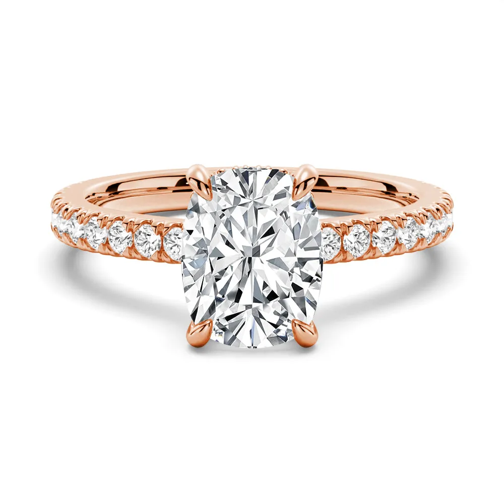 Cushion Cut Moissanite Engagement Ring With Hidden Halo sold by MSBLUE Jewelry product image thumbnail 3