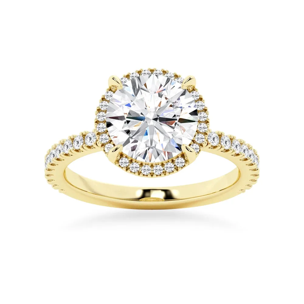 Half Eternity Round Cut Moissanite Halo Engagement Ring sold by MSBLUE Jewelry product image thumbnail 2