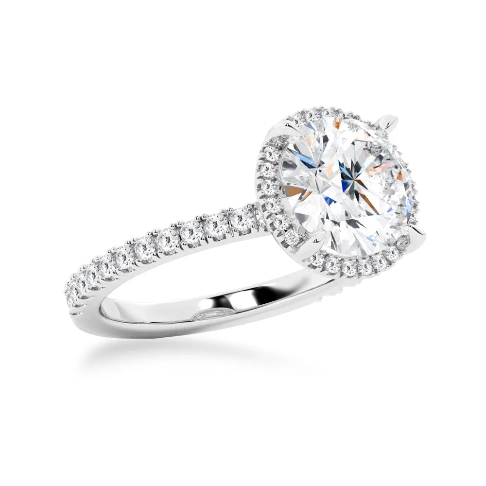 Half Eternity Round Cut Moissanite Halo Engagement Ring sold by MSBLUE Jewelry product image thumbnail 4