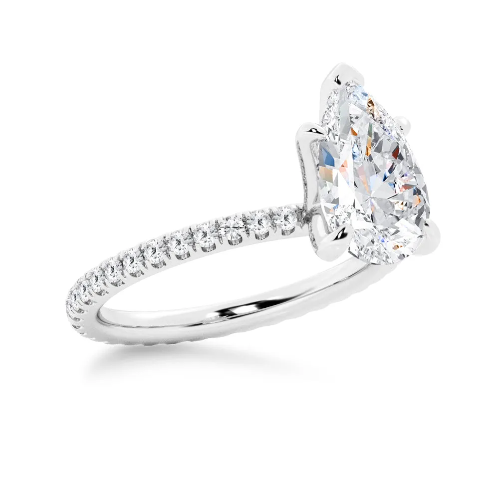 Pear Shaped Moissanite Engagement Ring With Eternity Pave Band sold by MSBLUE Jewelry product image thumbnail 4