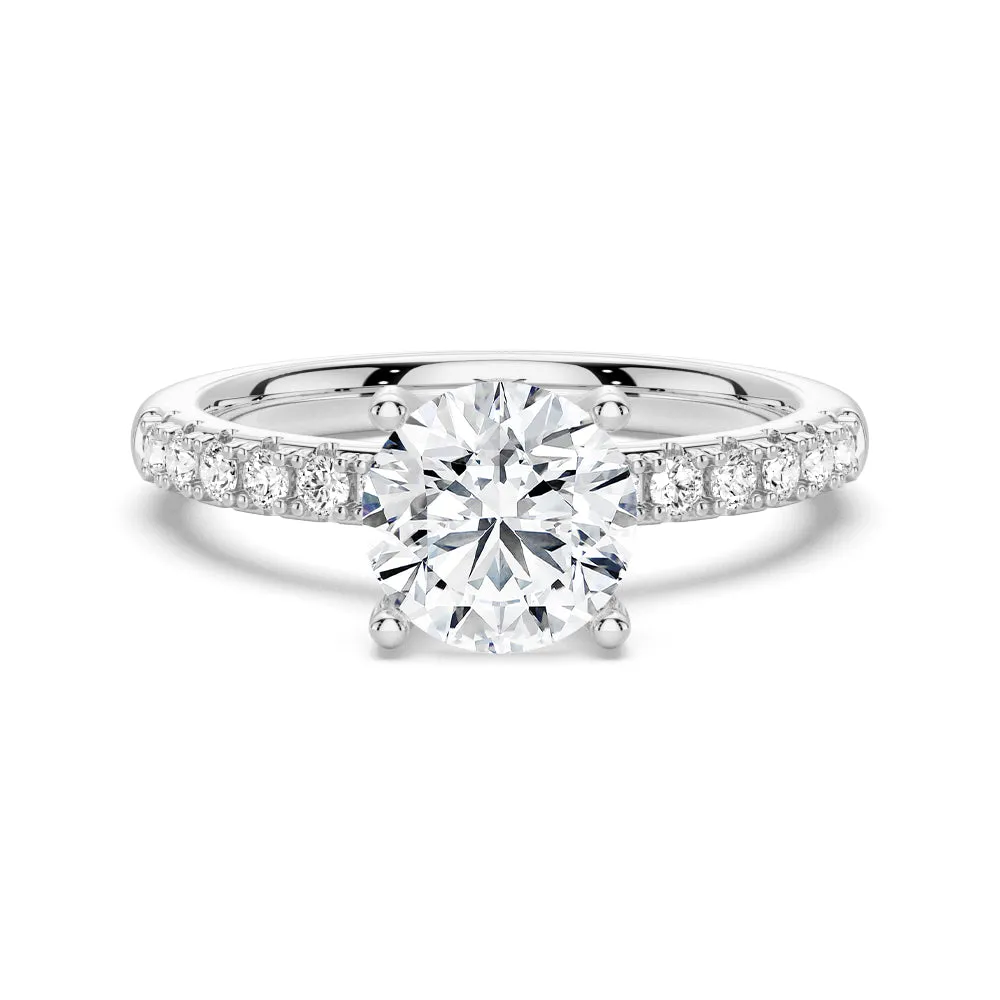 1.5 CT. Round-Shaped Pavé Band Moissanite Engagement Ring sold by MSBLUE Jewelry