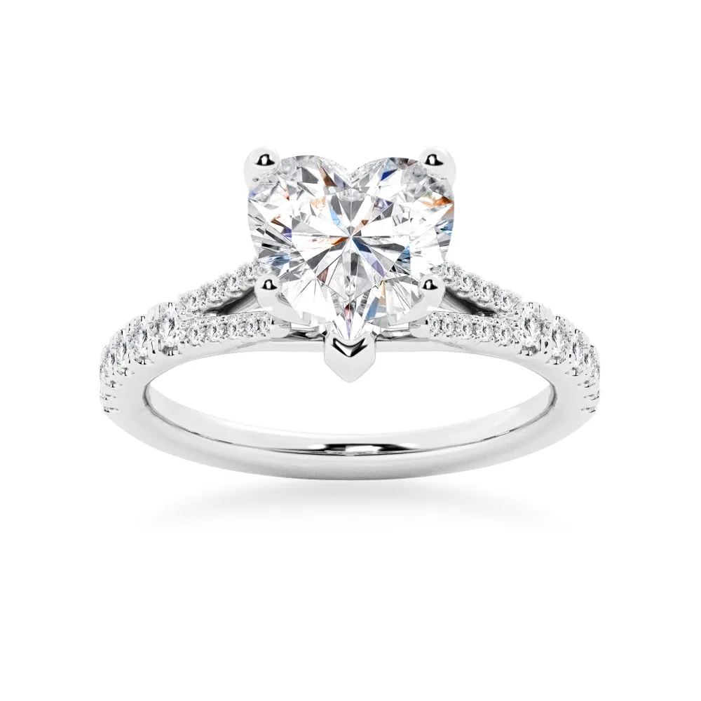 NEW Heart Shaped Split-Shank Moissanite Engagement Ring sold by MSBLUE Jewelry