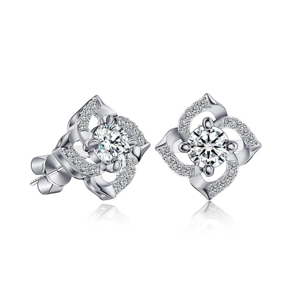 1.16 CT. Blooming Flowers Shiny Moissanite Diamonds Stud Earrings sold by MSBLUE Jewelry